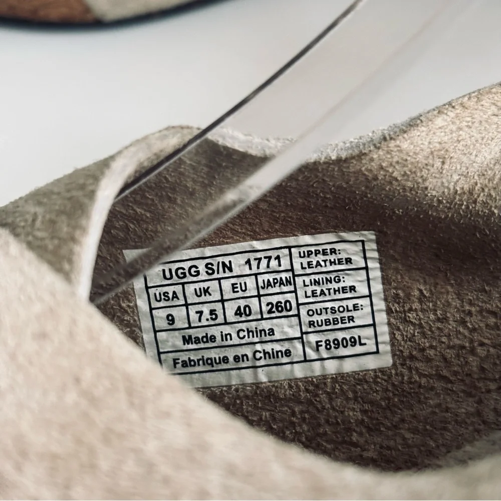 UGG Beige Suede Cork Sandals Wedge Platform Woman’s Shoe Size 9